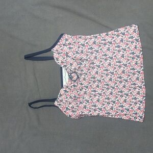 Red white and blue hibiscus tankini, vintage nautica